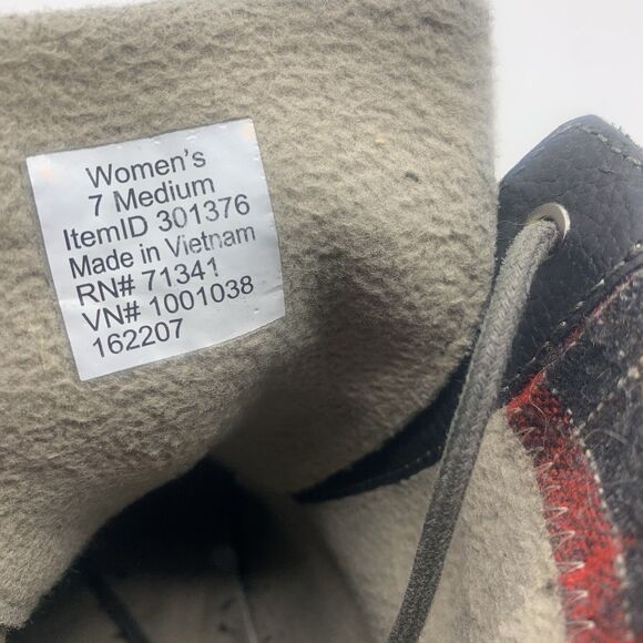 LL Bean US Size 7 M Women’s Charcoal Park Ridge Lace Up W/Red Plaid Boots - Picture 8 of 8